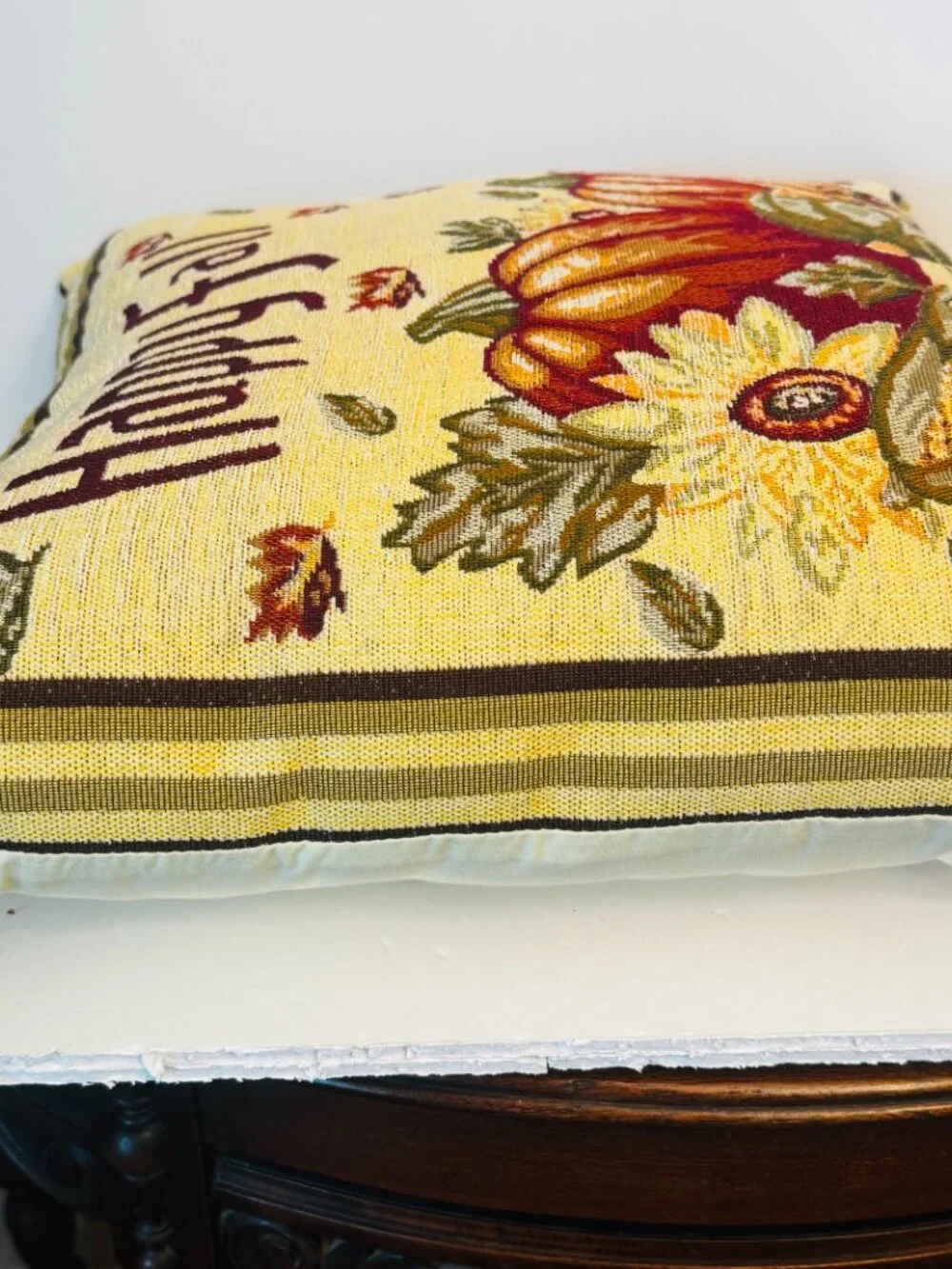 Thanksgiving Happy Fall Decorative Tapestry Throw Pillow 16x16